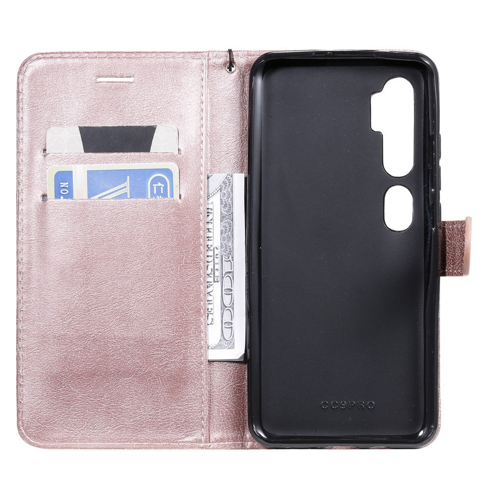 For Xiaomi Mi CC9 Pro / Mi Note 10 / Mi Note 10 Pro Case Solid Color Leather Mobile Cover Wallet Stand with Strap