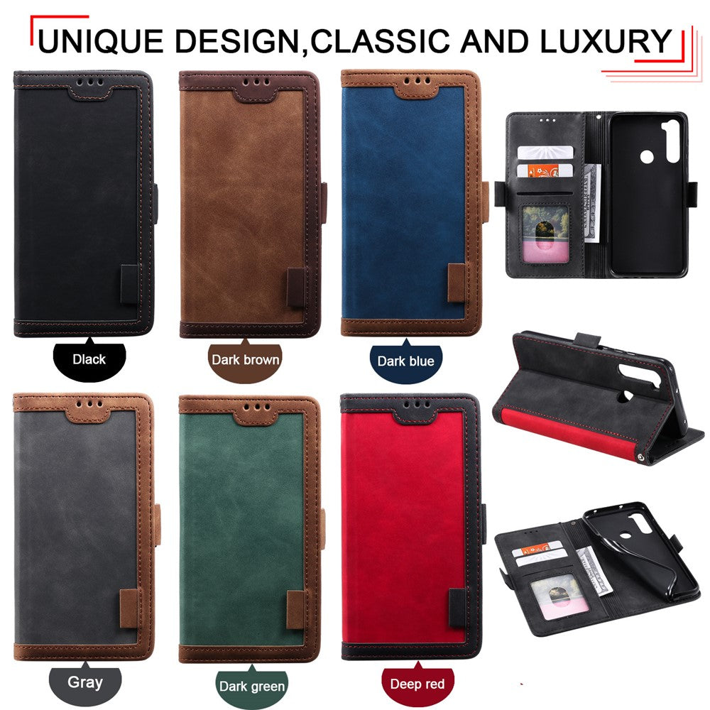 Vintage Splicing Style Wallet Stand Leather Phone Cover for Xiaomi Redmi Note 8T