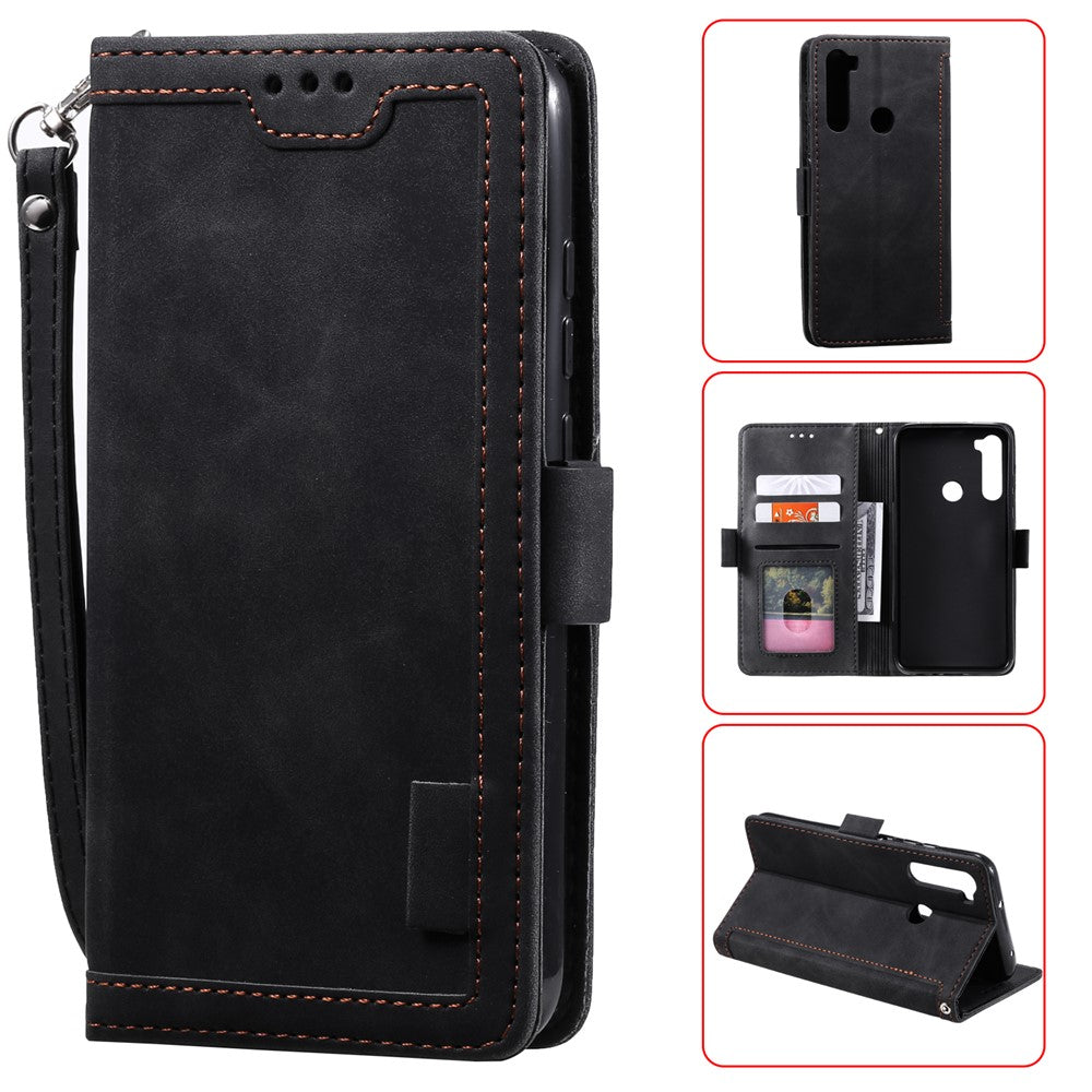 Vintage Splicing Style Wallet Stand Leather Phone Cover for Xiaomi Redmi Note 8T