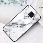 Marble Texture Tempered Glass + PC + TPU Hybrid Shell Case for Xiaomi Redmi Note 9S