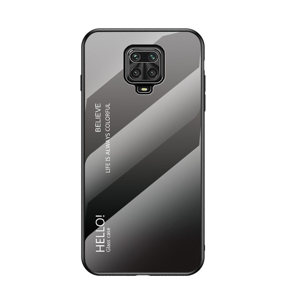 Gradient Color Tempered Glass + PC + TPU Combo Phone Cover for Xiaomi Redmi Note 9S