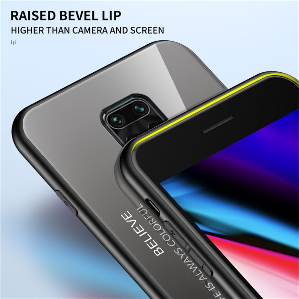 Gradient Color Tempered Glass + PC + TPU Combo Phone Cover for Xiaomi Redmi Note 9S