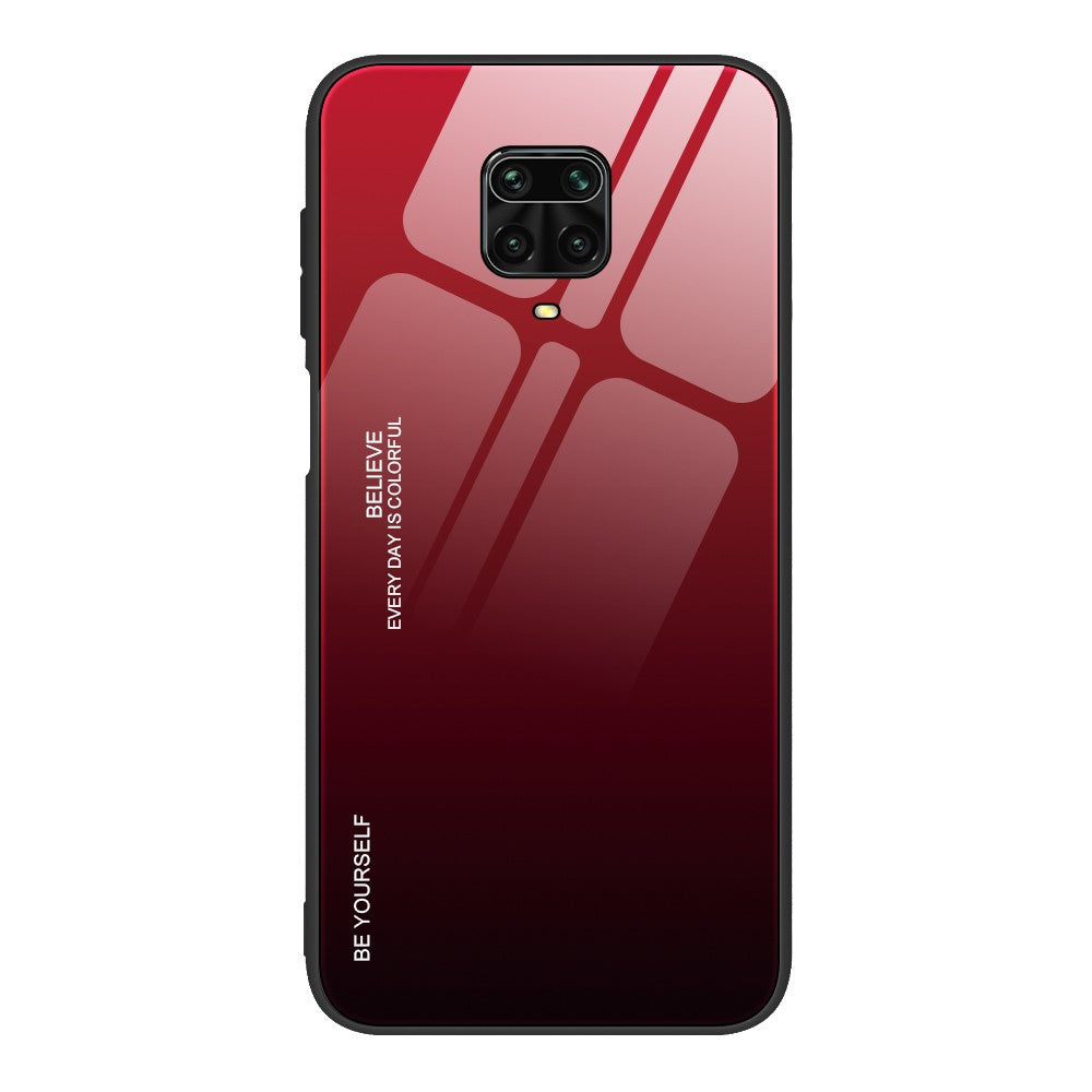 Gradient Color Tempered Glass + PC + TPU Hybrid Protection Cover for Xiaomi Redmi Note 9S/ Note 9 Pro/ Note 9 Pro Max/ Poco M2 Pro
