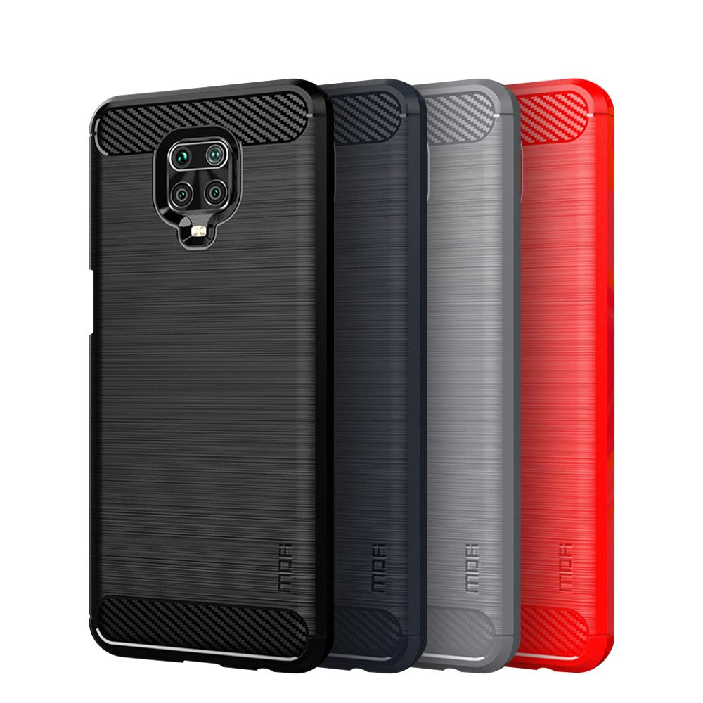 MOFI Carbon Fiber Texture Brushed TPU Shell Case for Xiaomi Redmi Note 9S/Note 9 Pro