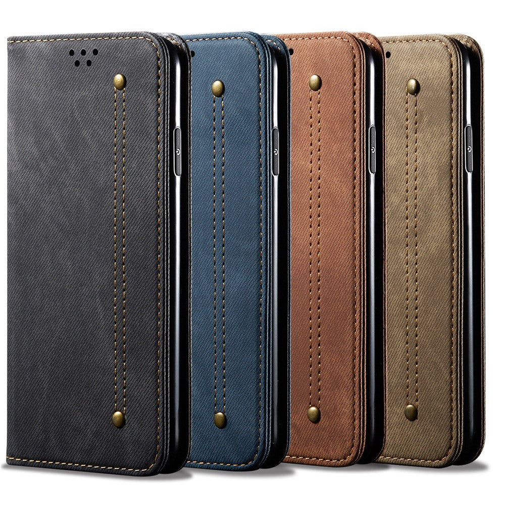 Jeans Cloth Leather Wallet Cell Phone Cover for Xiaomi Redmi Note 9 Pro/9 Pro Max/9S