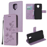 Imprint Butterfly Flowers Leather Wallet Phone Case for Xiaomi Redmi Note 9 Pro