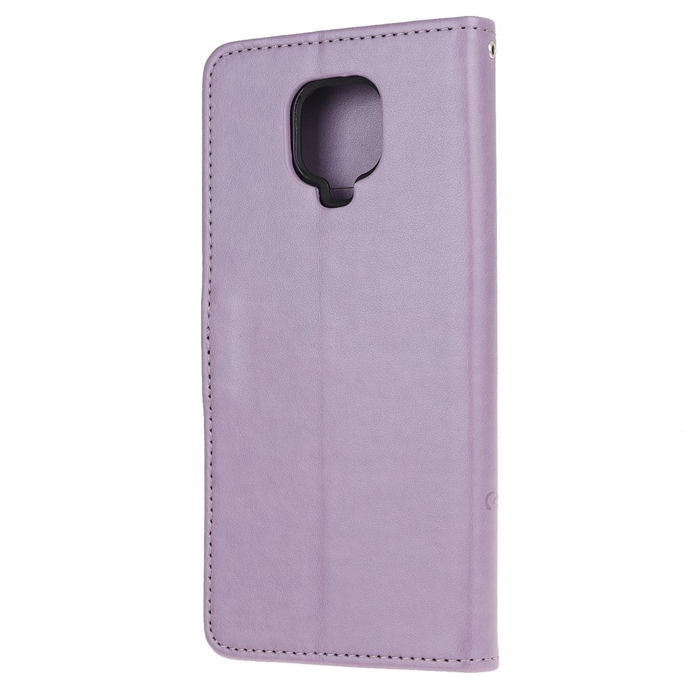 Imprint Butterfly Flowers Leather Wallet Phone Case for Xiaomi Redmi Note 9 Pro