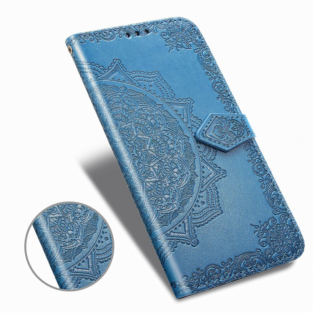 Embossed Mandala Flower Leather Case with Wallet Stand for Xiaomi Redmi Note 9 Pro / Note 9 Pro Max / Note 9S