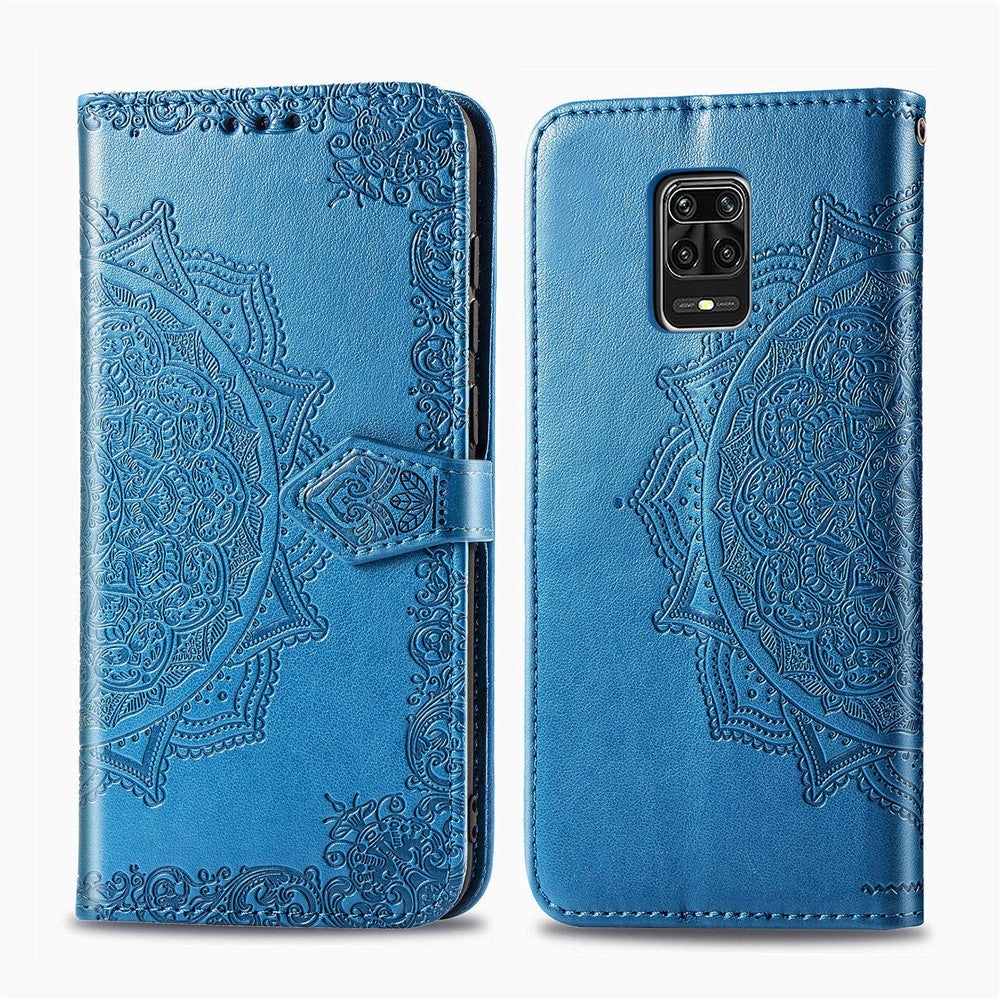 Embossed Mandala Flower Leather Case with Wallet Stand for Xiaomi Redmi Note 9 Pro / Note 9 Pro Max / Note 9S