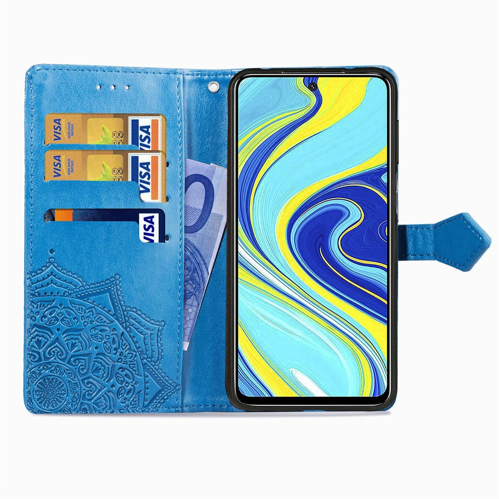 Embossed Mandala Flower Leather Case with Wallet Stand for Xiaomi Redmi Note 9 Pro / Note 9 Pro Max / Note 9S