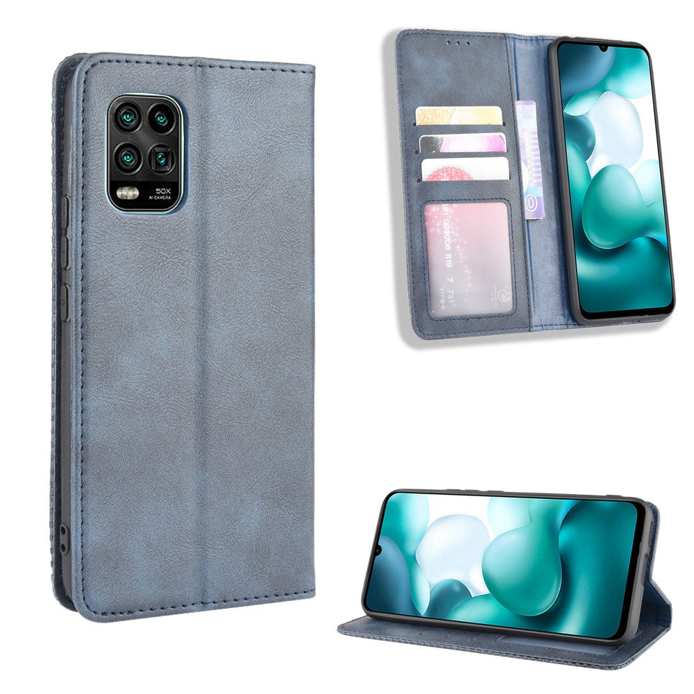 Auto-absorbed Retro Leather Shell Stand Wallet Case for Xiaomi Mi 10 Lite 5G/10 Youth 5G