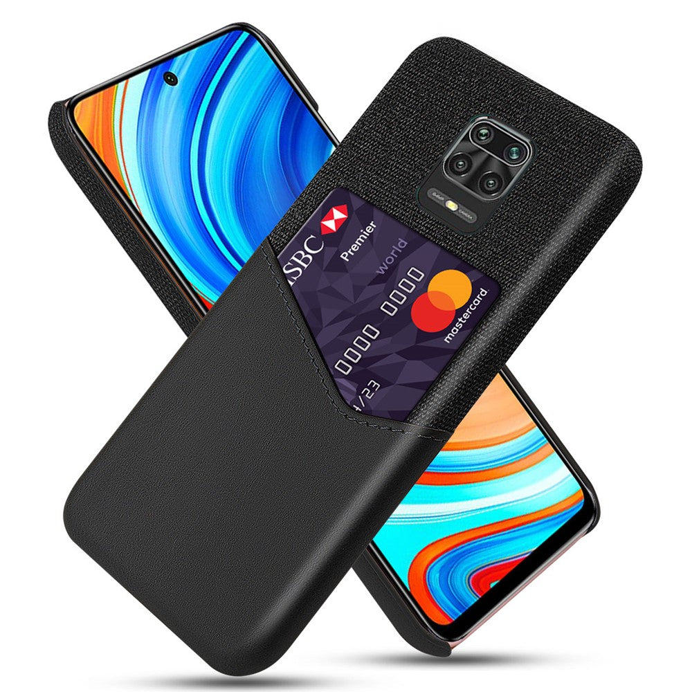 Cloth + PU Leather Coated PC Phone Case with Card Holder for Xiaomi Redmi Note 9 Pro/Note 9 Pro Max/Note 9S