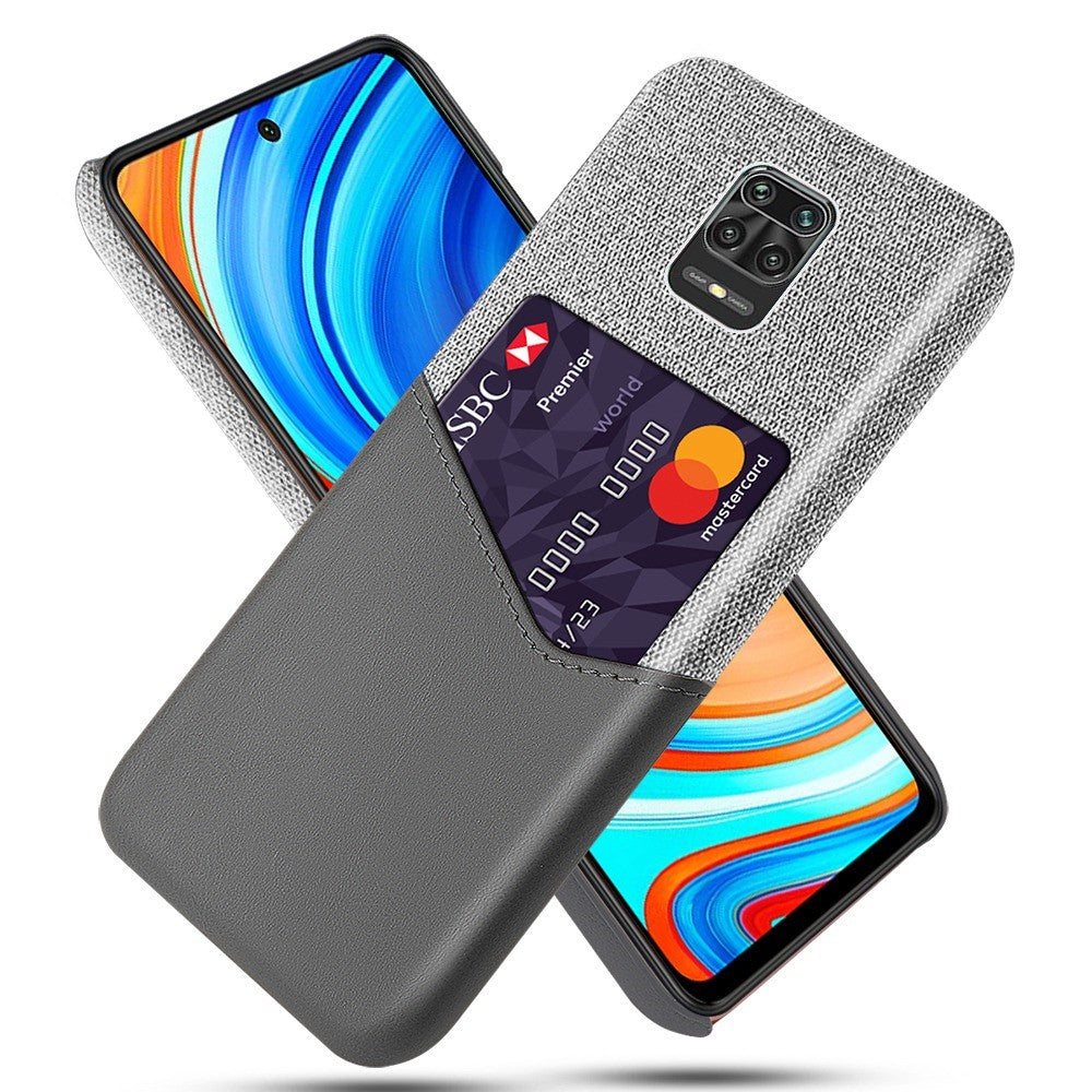 Cloth + PU Leather Coated PC Phone Case with Card Holder for Xiaomi Redmi Note 9 Pro/Note 9 Pro Max/Note 9S