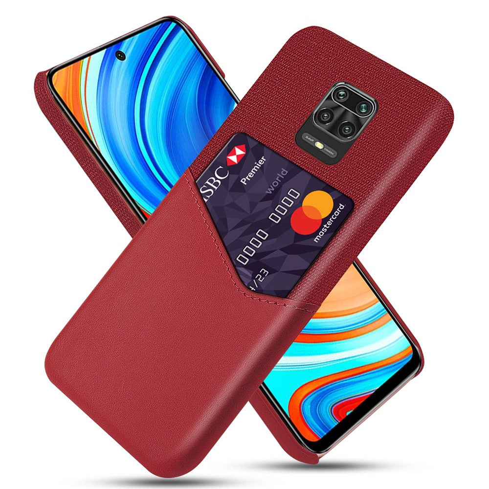 Cloth + PU Leather Coated PC Phone Case with Card Holder for Xiaomi Redmi Note 9 Pro/Note 9 Pro Max/Note 9S