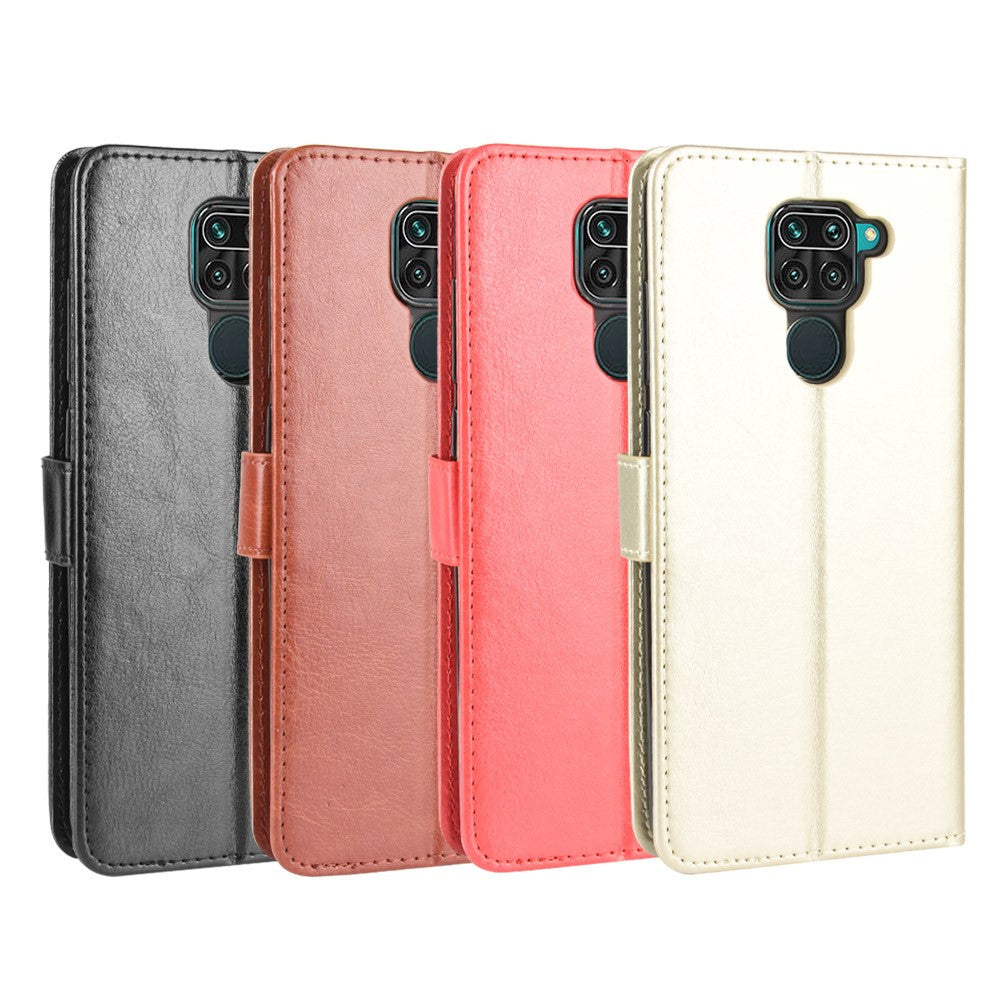 Crazy Horse PU Leather Shell with Wallet Stand for Xiaomi Redmi Note 9/Redmi 10X 4G