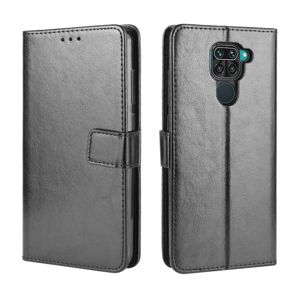 Crazy Horse PU Leather Shell with Wallet Stand for Xiaomi Redmi Note 9/Redmi 10X 4G