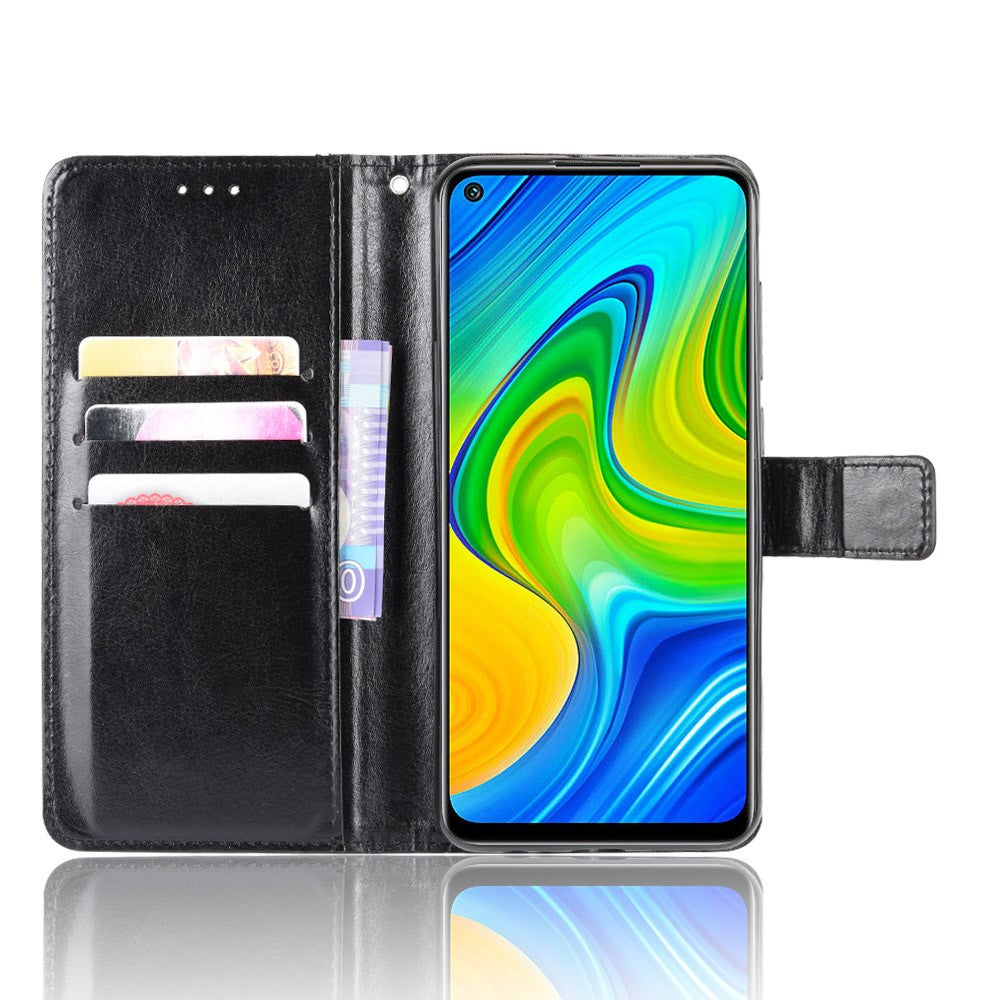 Crazy Horse PU Leather Shell with Wallet Stand for Xiaomi Redmi Note 9/Redmi 10X 4G