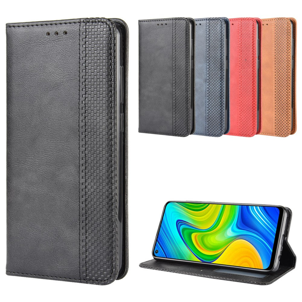 Retro Auto-absorbed Leather Wallet Case for Xiaomi Redmi Note 9/Redmi 10X 4G