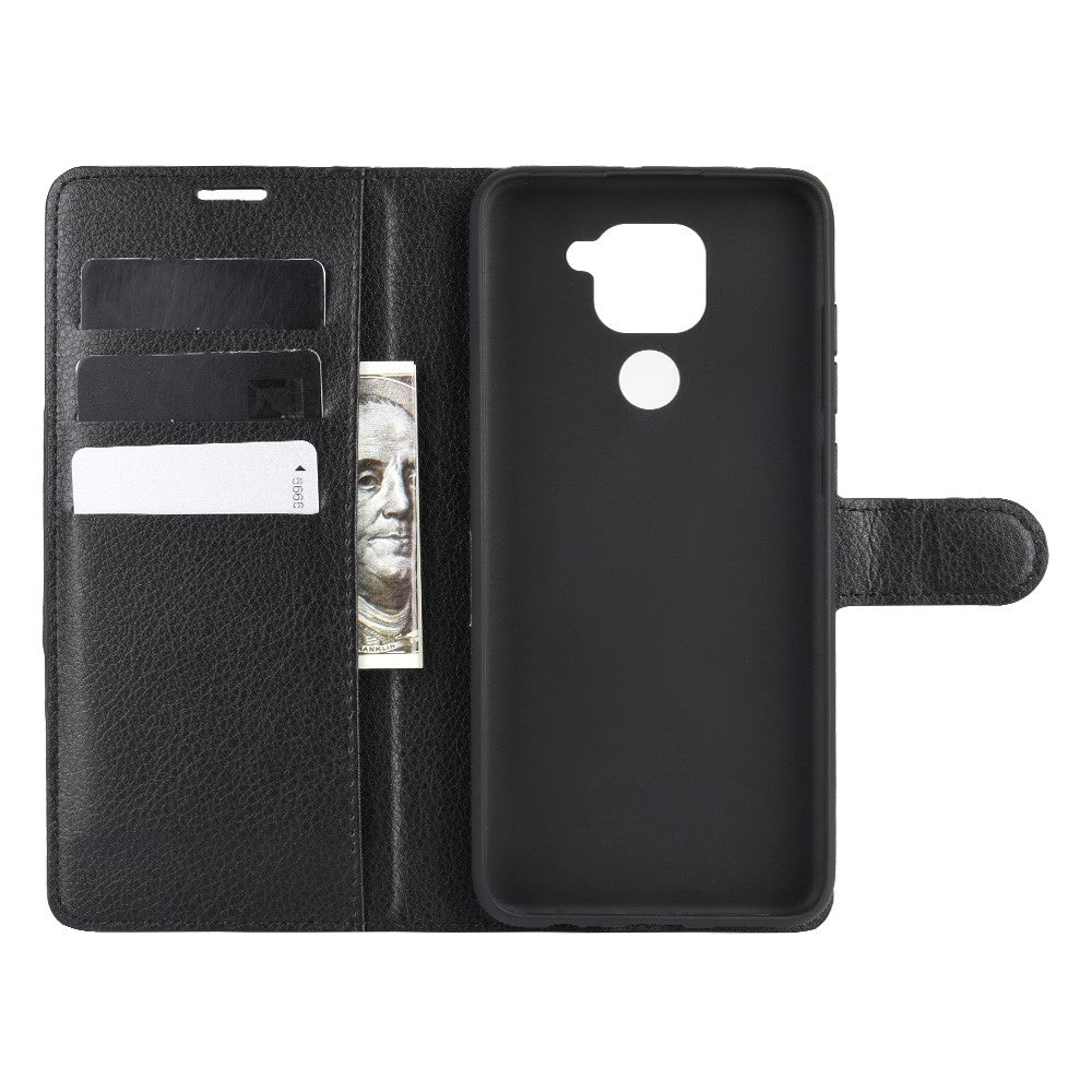 Litchi Skin Magnetic Leather Case for Xiaomi Redmi Note 9 / Redmi 10X 4G Wallet Stand Design Phone Case