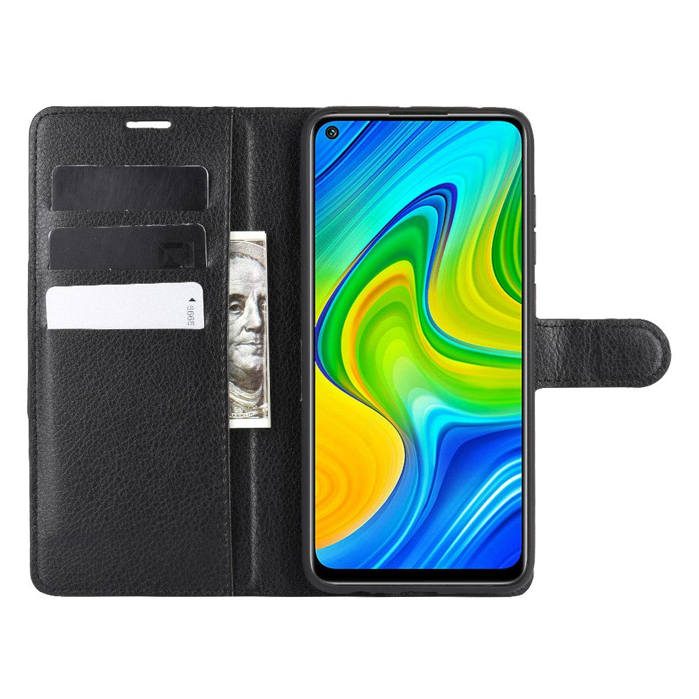 Litchi Skin Magnetic Leather Case for Xiaomi Redmi Note 9 / Redmi 10X 4G Wallet Stand Design Phone Case