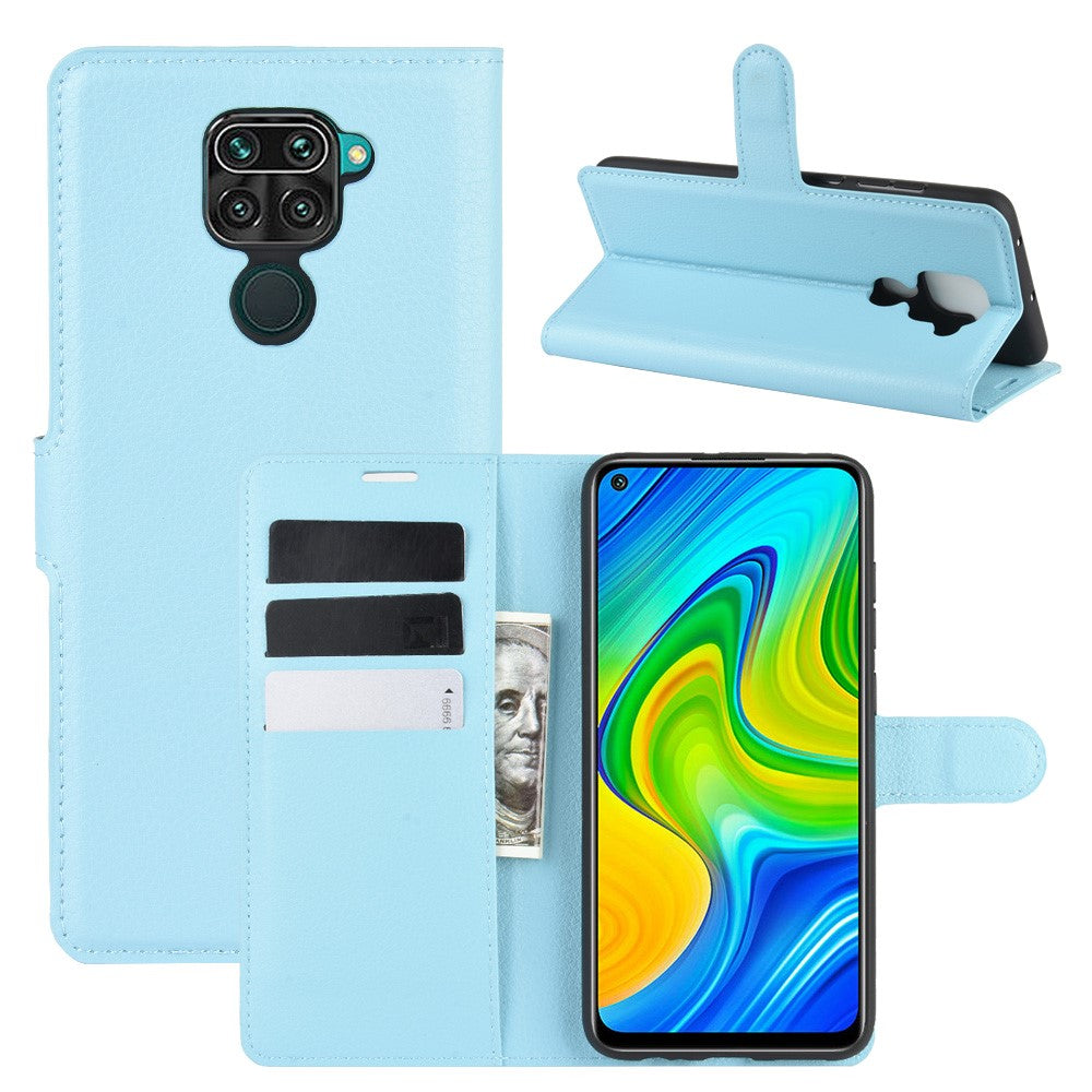 Litchi Skin Magnetic Leather Case for Xiaomi Redmi Note 9 / Redmi 10X 4G Wallet Stand Design Phone Case