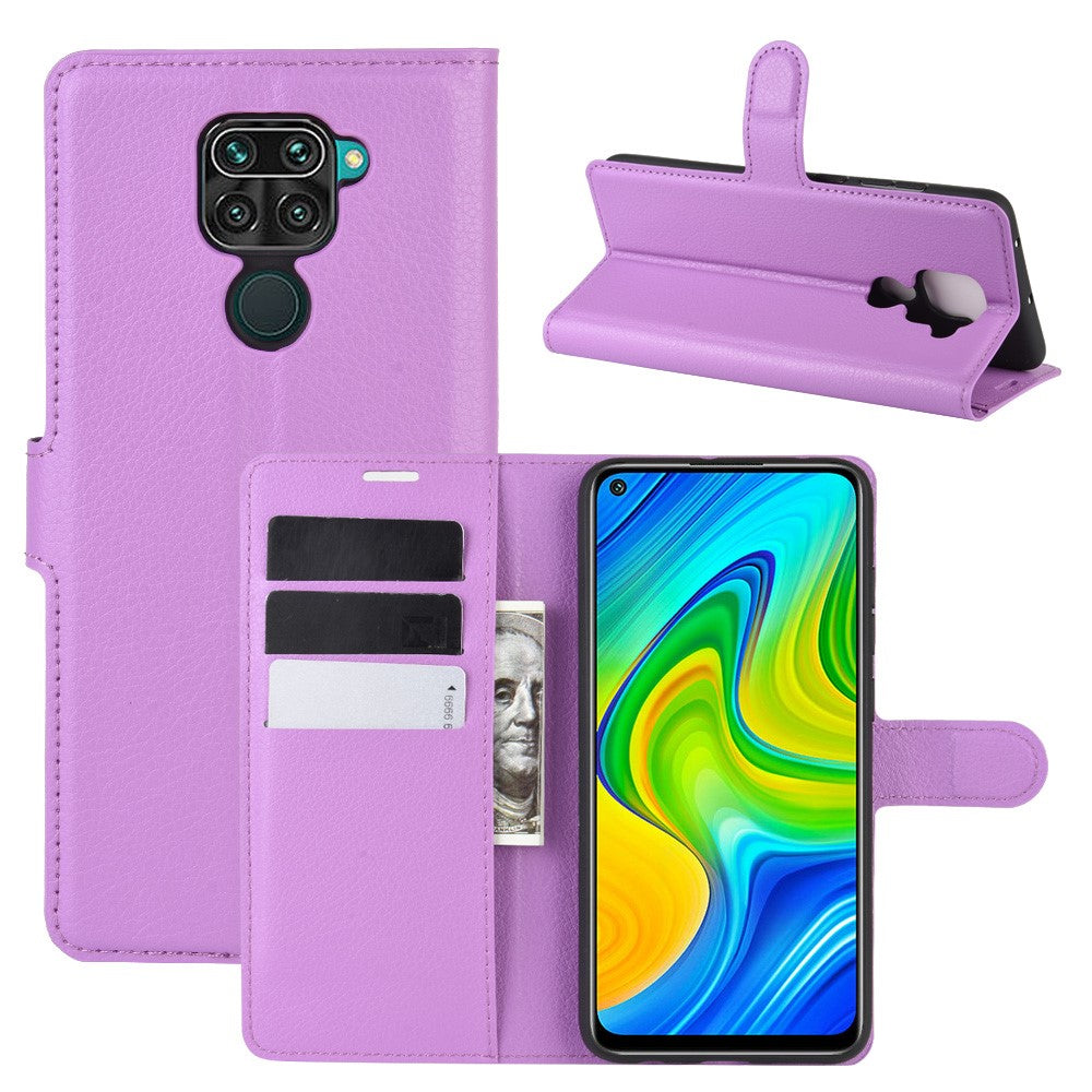 Litchi Skin Magnetic Leather Case for Xiaomi Redmi Note 9 / Redmi 10X 4G Wallet Stand Design Phone Case