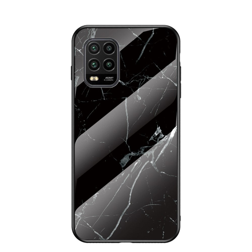 Marble Grain Pattern Tempered Glass PC + TPU Hybrid Phone Case for Xiaomi Mi 10 Lite 5G