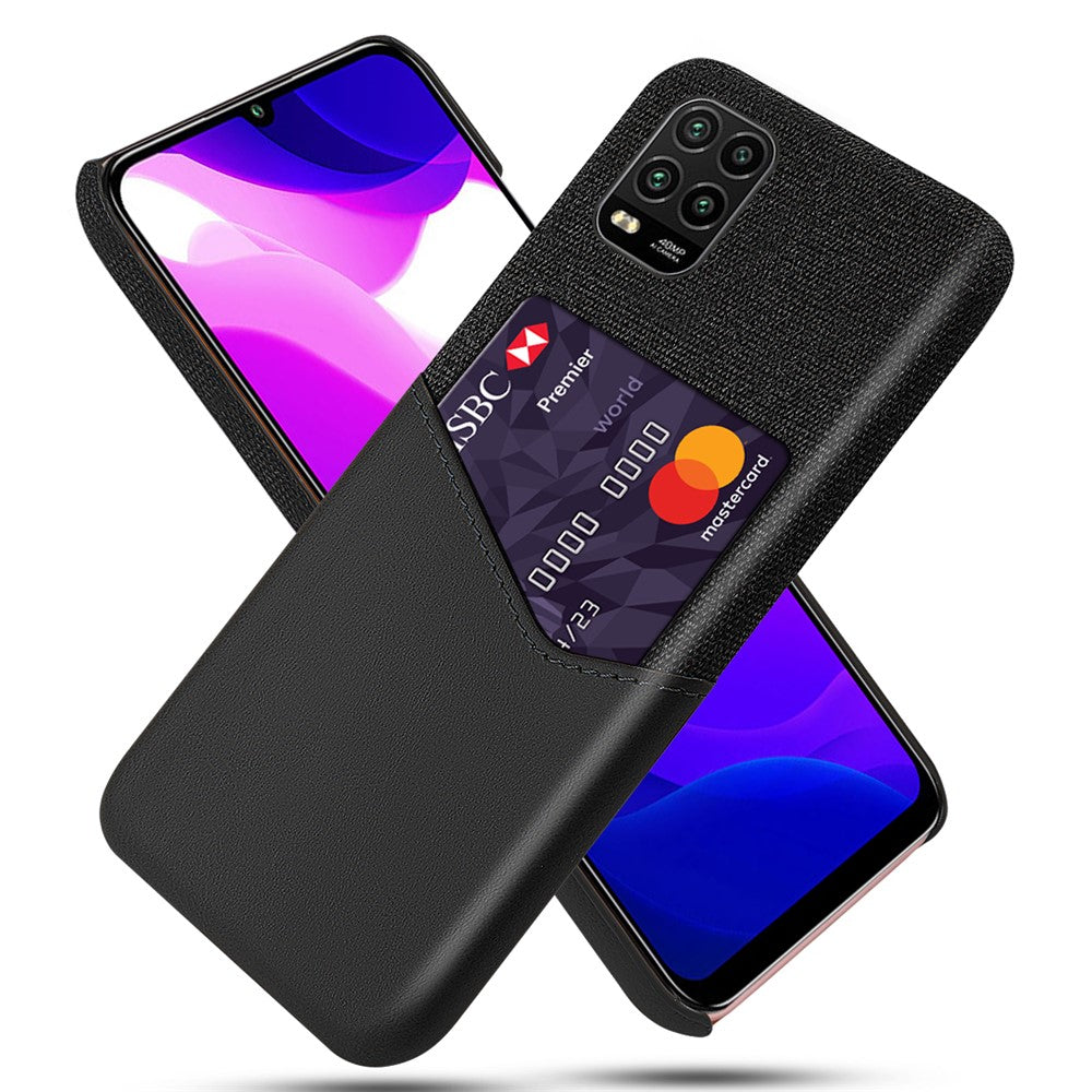 Cloth Splicing PU Leather Coated PC Hard Case with Card Slot for Xiaomi Mi 10 Lite 5G