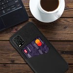 Cloth Splicing PU Leather Coated PC Hard Case with Card Slot for Xiaomi Mi 10 Lite 5G