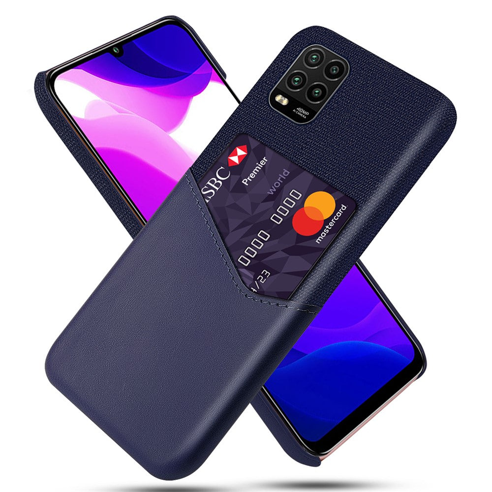 Cloth Splicing PU Leather Coated PC Hard Case with Card Slot for Xiaomi Mi 10 Lite 5G