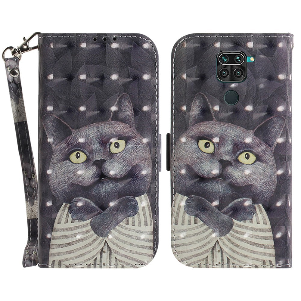 Light Spot Decor Wallet Stand Leather Cover Pattern Printing Case for Xiaomi Redmi Note 9/10X 4G