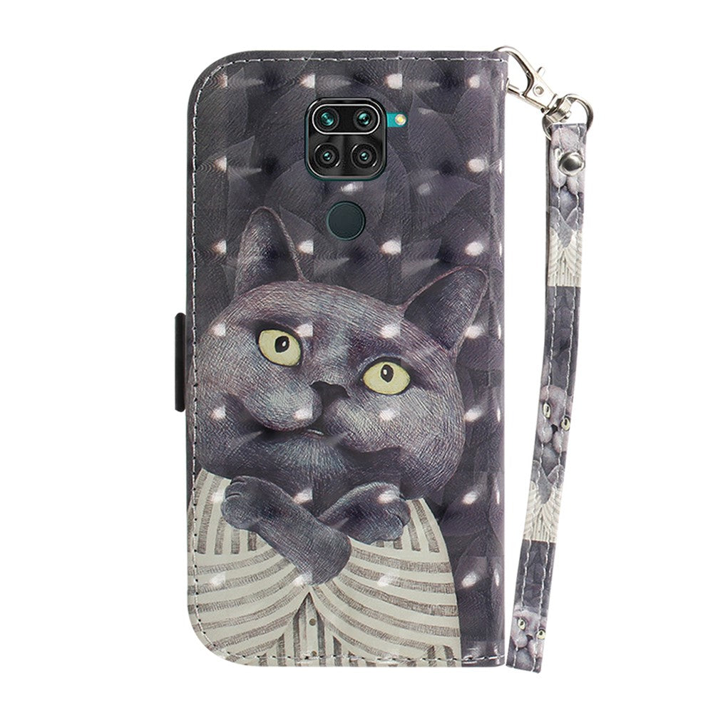 Light Spot Decor Wallet Stand Leather Cover Pattern Printing Case for Xiaomi Redmi Note 9/10X 4G