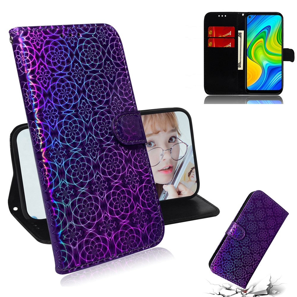 Flower Pattern Leather Stand Wallet Case for Xiaomi Redmi Note 9 / Redmi 10X 4G