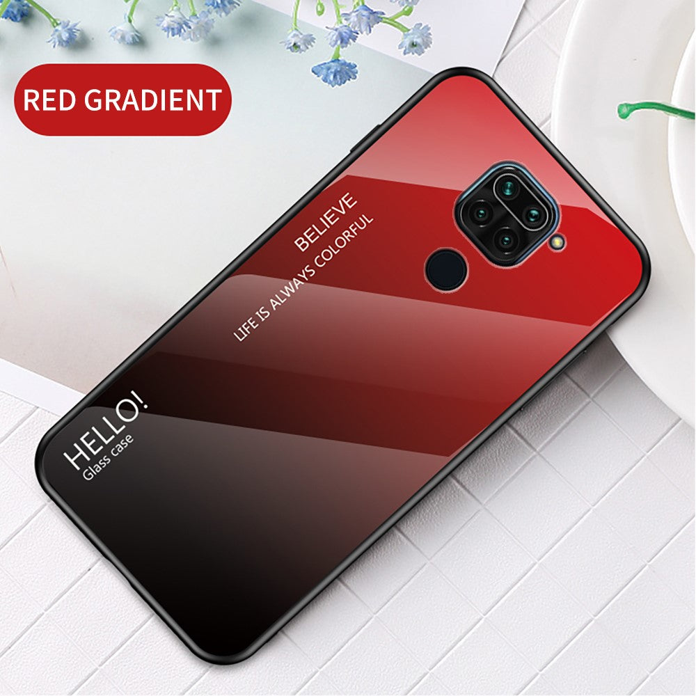 Gradient Color Tempered Glass + PC + TPU Hybrid Case for Xiaomi Redmi 10X 4G/Redmi Note 9