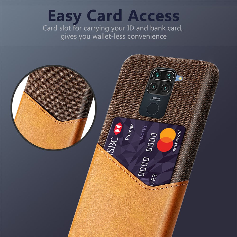 Cloth + PU Leather + PC Cover with Card Slot Shell for Xiaomi Redmi Note 9 / Redmi 10X 4G