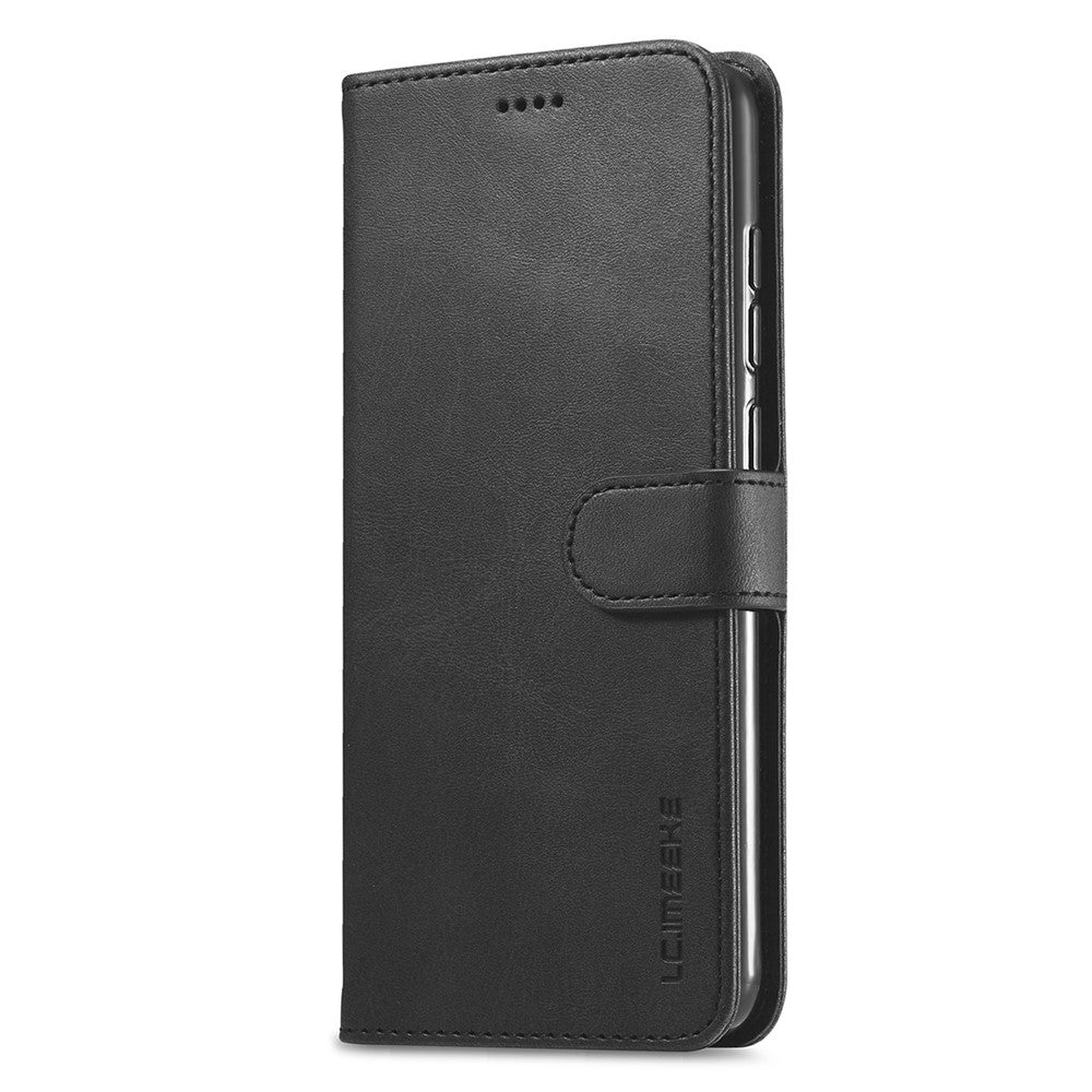LC.IMEEKE Leather Wallet Case for Xiaomi Redmi Note 9 Mobile Phone Case Stand Design Magnetic Clasp- Black