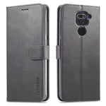 LC.IMEEKE Leather Wallet Case for Xiaomi Redmi Note 9 Mobile Phone Case Stand Design Magnetic Clasp- Black