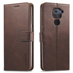 LC.IMEEKE Leather Wallet Case for Xiaomi Redmi Note 9 Mobile Phone Case Stand Design Magnetic Clasp- Black