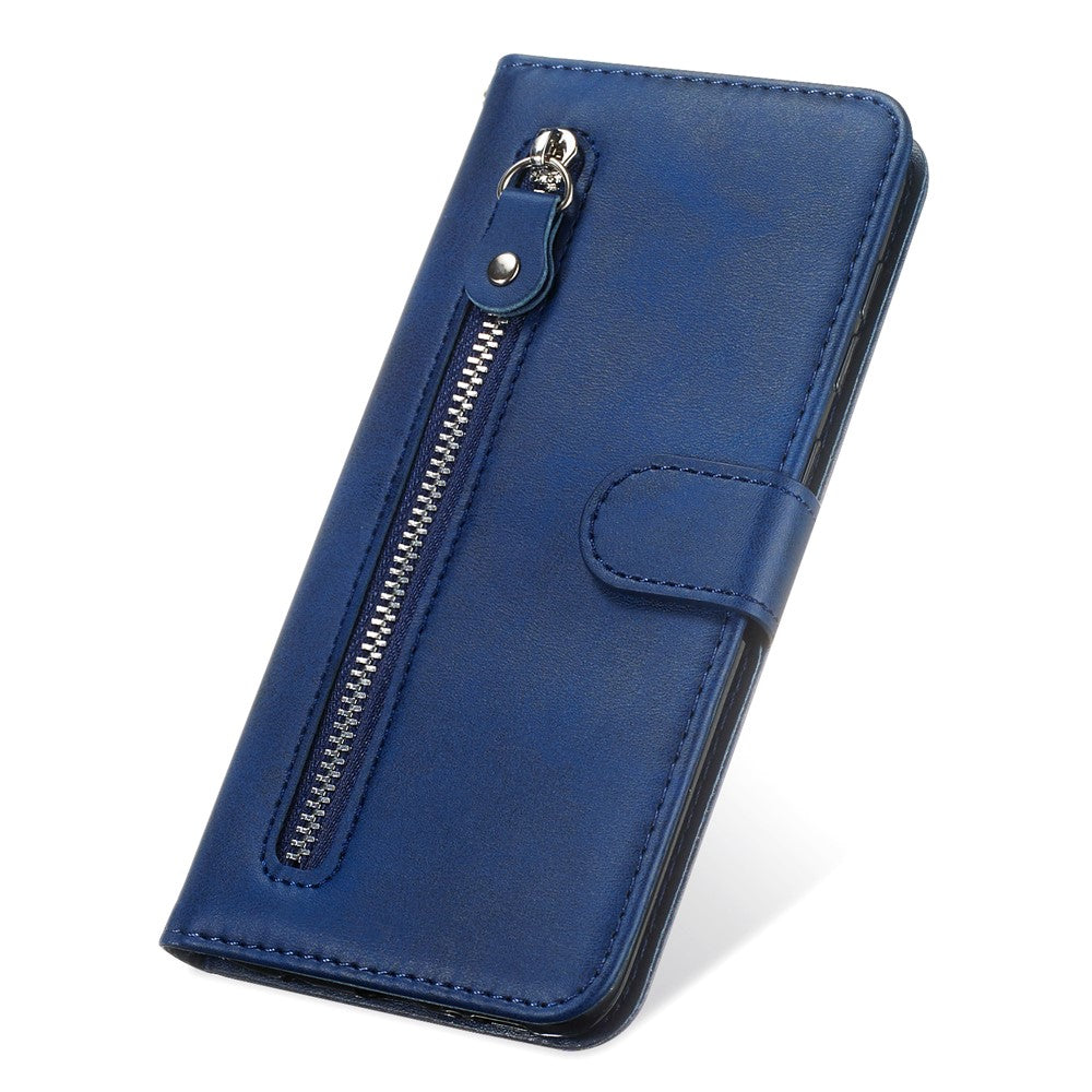 Plånboksfodral med dragkedja och PU-läder, stativ, mobilfodral för Xiaomi Redmi Note 9 / Redmi 10X 4G