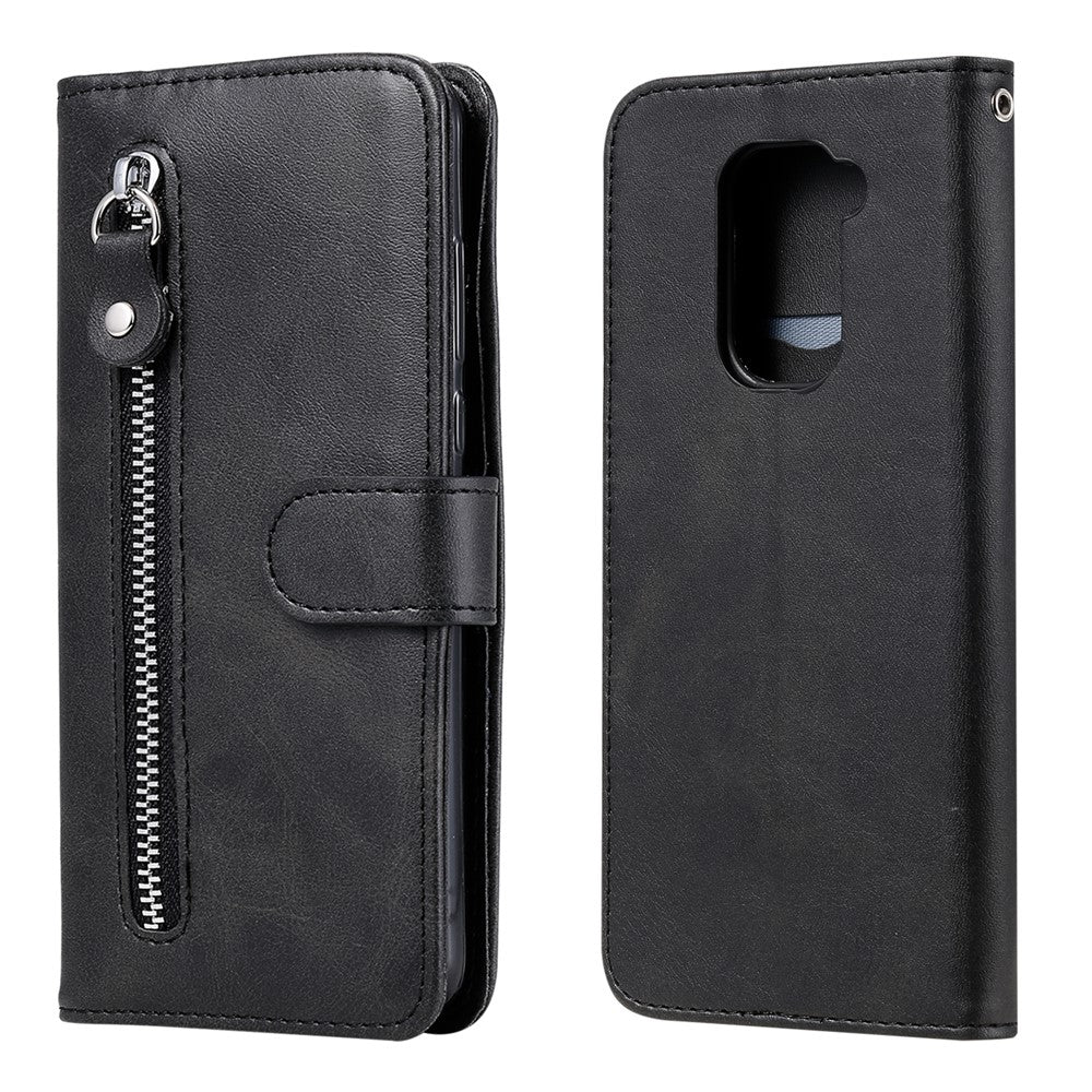 Plånboksfodral med dragkedja och PU-läder, stativ, mobilfodral för Xiaomi Redmi Note 9 / Redmi 10X 4G