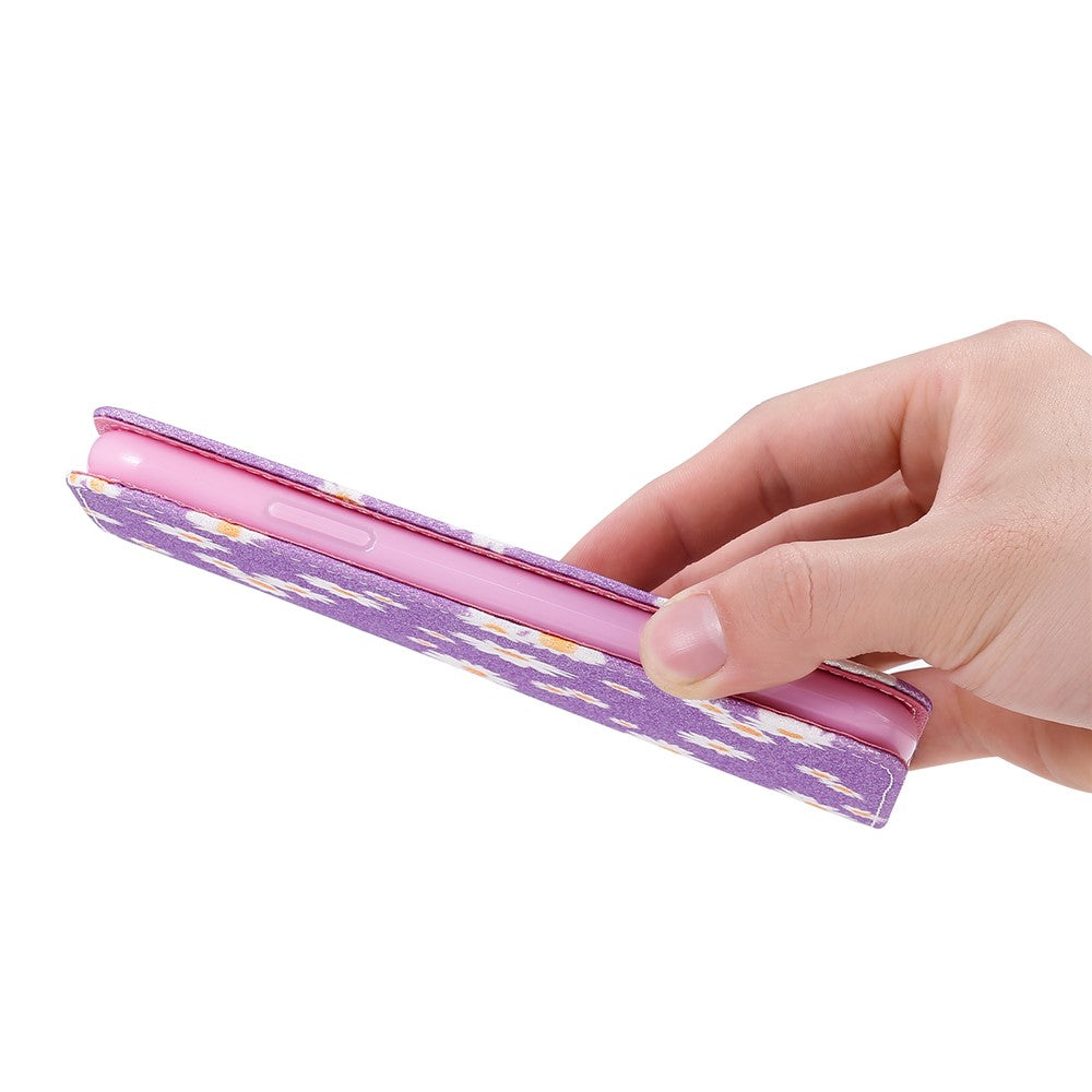 Daisy Pattern Flash Powder Card Holder Flip Leather Phone Cover for Xiaomi Redmi Note 9