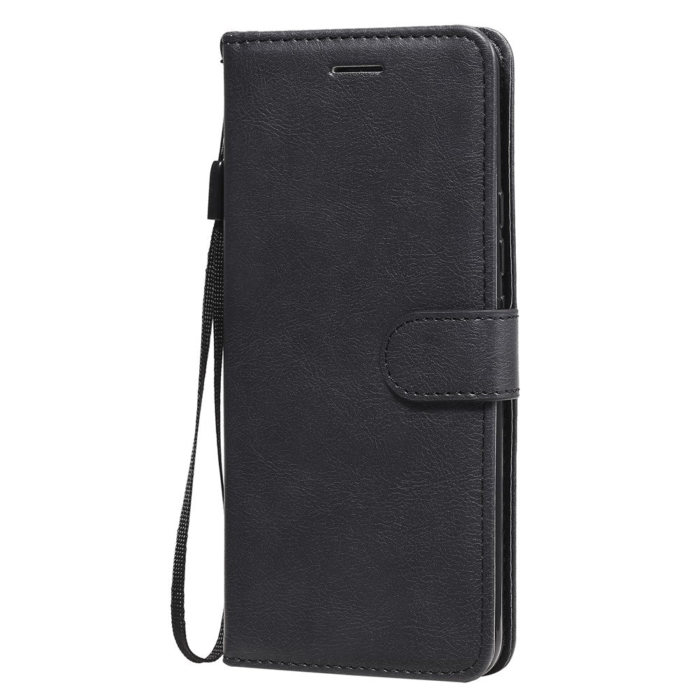 For Xiaomi Mi 10 Lite 5G Case Solid Color Leather Mobile Cover Wallet Stand with Strap