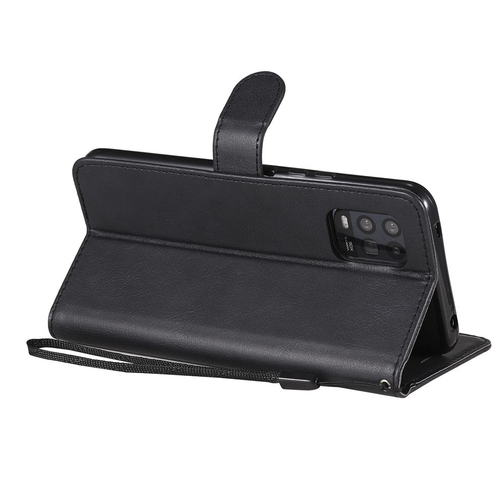 For Xiaomi Mi 10 Lite 5G Case Solid Color Leather Mobile Cover Wallet Stand with Strap
