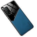 Hybrid Case for Xiaomi Mi 10T Pro 5G Built-in Magnetic Metal Sheet Leather Coated Glass PC TPU Shell