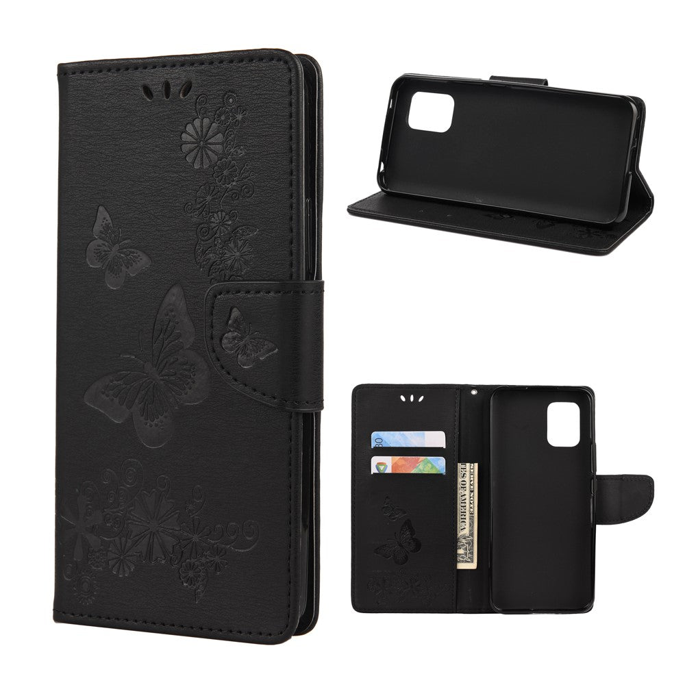 Butterfly Pattern Imprinting TPU + PU Leather Stand Wallet Phone Protector for Xiaomi Mi 10 Lite 5G