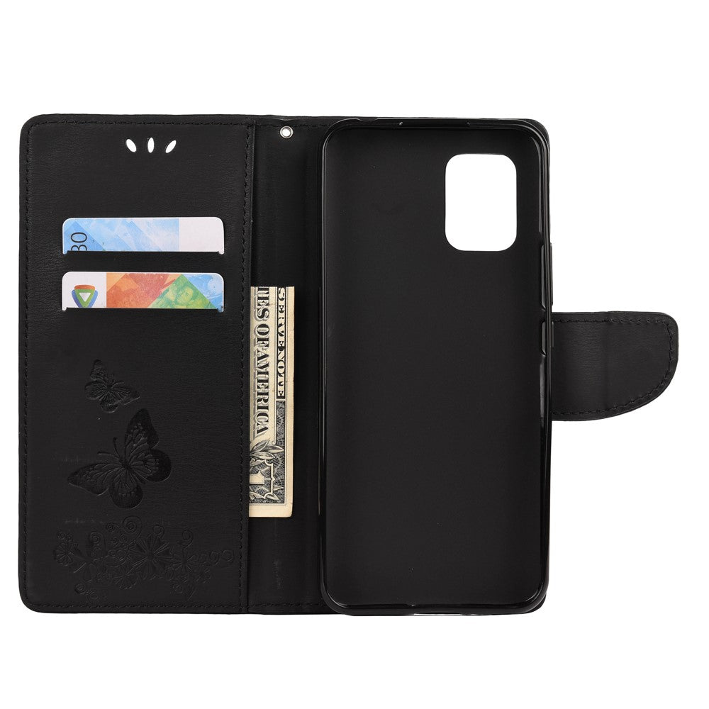 Butterfly Pattern Imprinting TPU + PU Leather Stand Wallet Phone Protector for Xiaomi Mi 10 Lite 5G