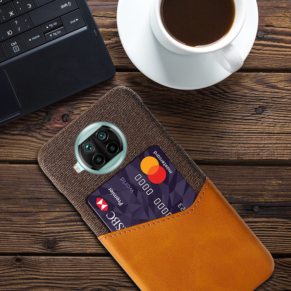 Card Holder Cloth + PU Leather Coated PC Back Cover for Xiaomi Mi 10T Lite 5G / Mi 10i 5G / Redmi Note 9 Pro 5G