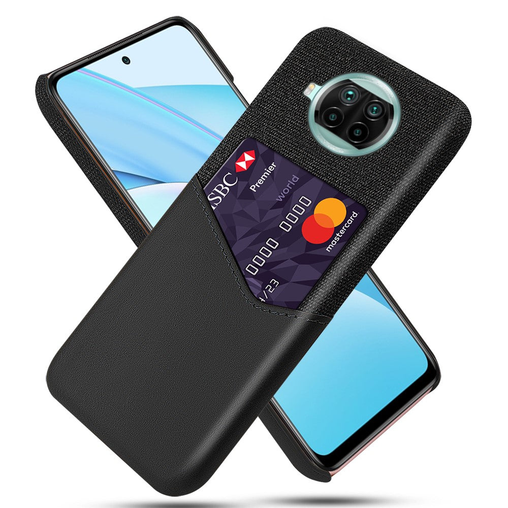 Card Holder Cloth + PU Leather Coated PC Back Cover for Xiaomi Mi 10T Lite 5G / Mi 10i 5G / Redmi Note 9 Pro 5G