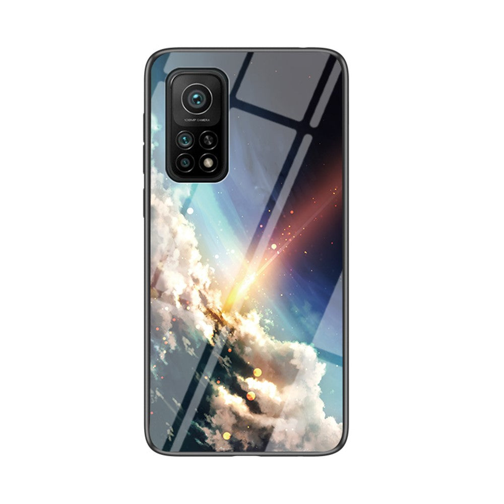 Soft TPU Edge Tempered Glass Back Cover Phone Shell with Starry Sky Pattern for Xiaomi Mi 10T 5G/Mi 10T Pro 5G/Redmi K30S