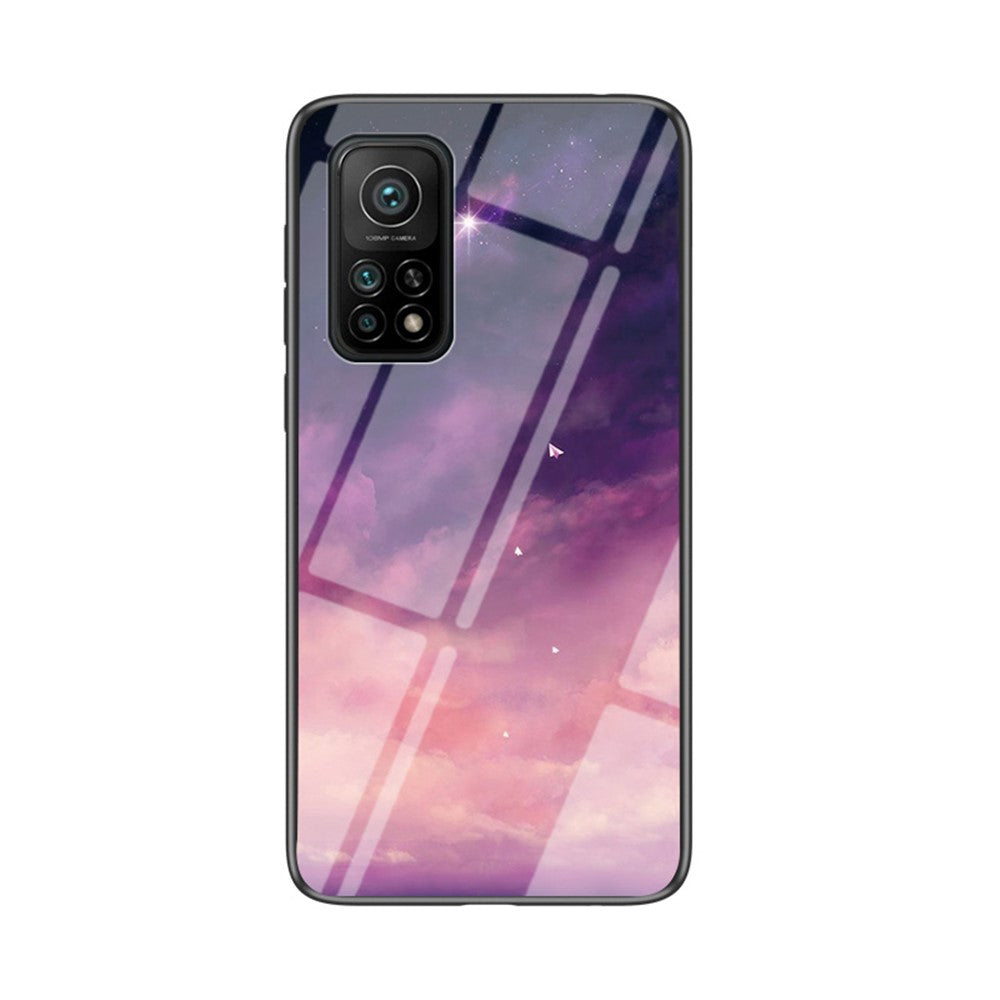 Soft TPU Edge Tempered Glass Back Cover Phone Shell with Starry Sky Pattern for Xiaomi Mi 10T 5G/Mi 10T Pro 5G/Redmi K30S